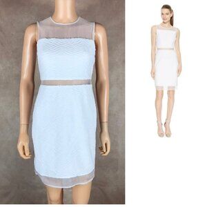 CALVIN KLEIN Textured Organza Illusion White Sheath Dress NWT 2 Petite